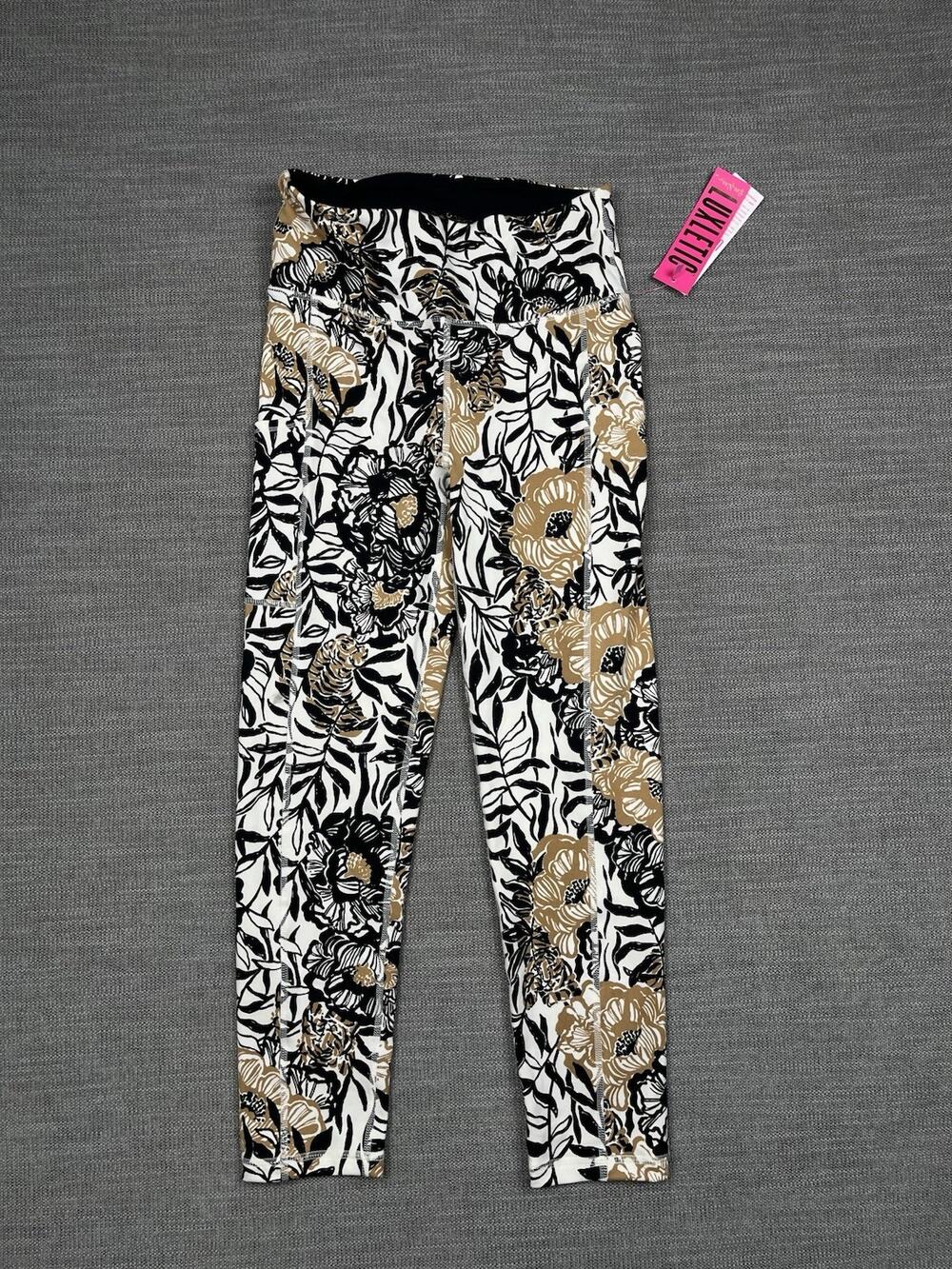 Lilly Pulitzer Luxletic Weekender Leggings Womens Small Onyx Peony Party